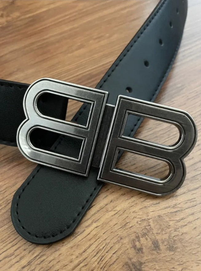B@lenciaga Leather belt with logo