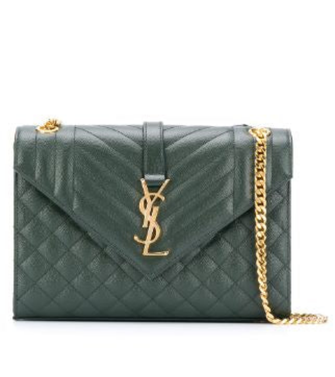 S@int L@urent Monogram Chain Wallet Grain De Poudre