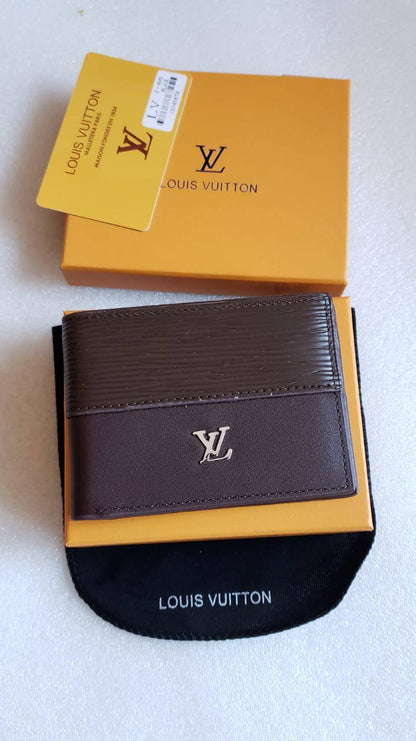 Designer LV Bifold Men Wallet Textured Brown