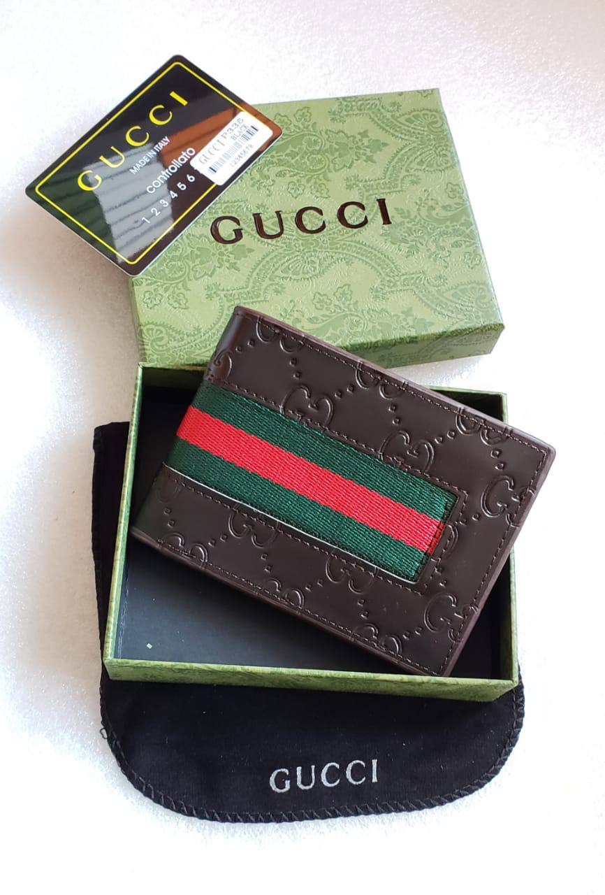GG Black Guccissima Web Bifold Wallet