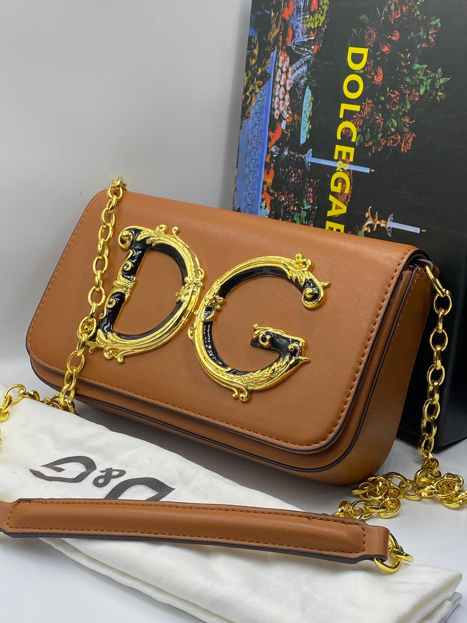 DG Logo Leather Crossbody Bag