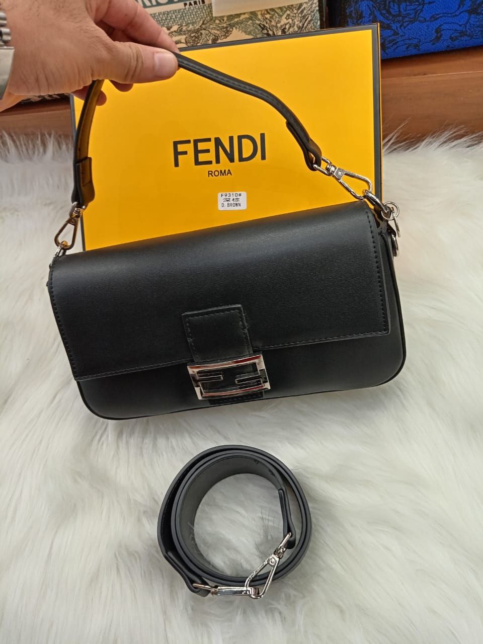 Fendi ROMYTISA MINT Baguette Sacs Noir