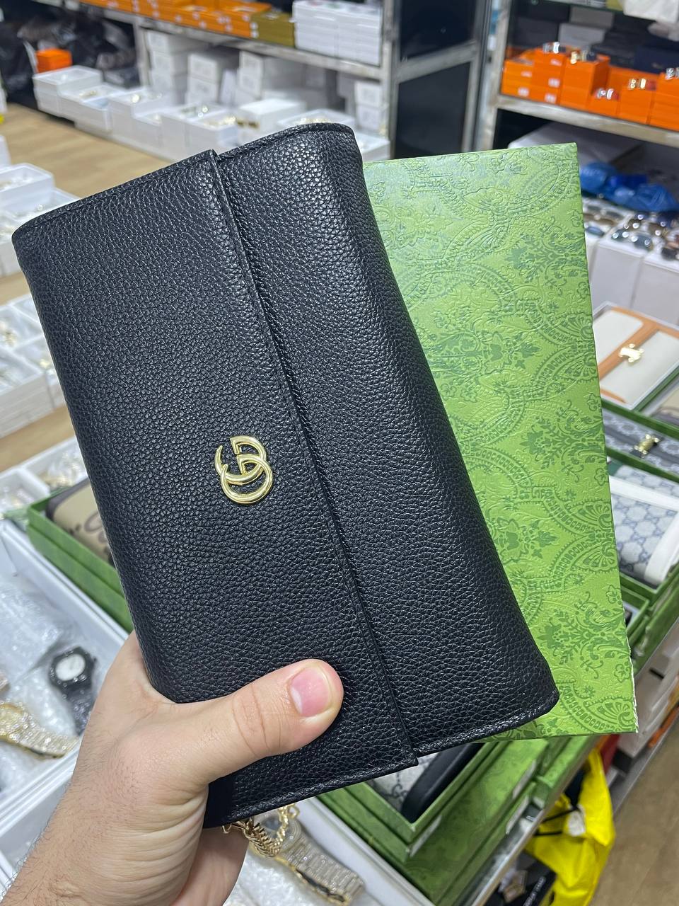 GG Portefeuille long pliant GG Noir