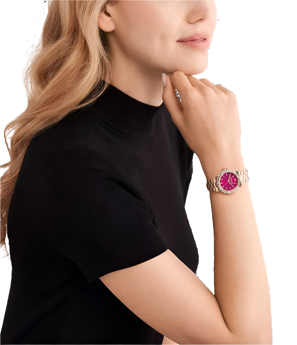 MK Lennox MK7396, Magenta Dial, Rose Gold Steel Bracelet
