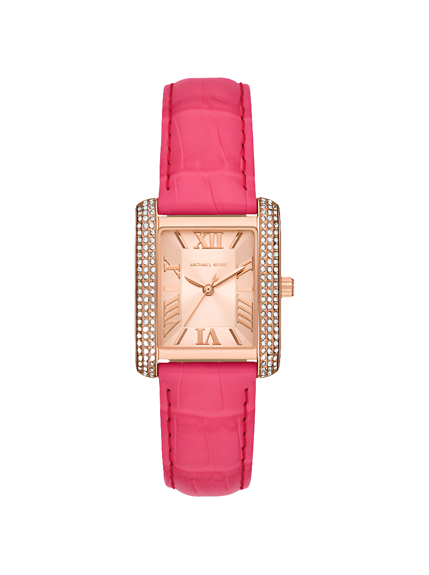 Mich@el Kors
Montre Emery de ton or rose à pavé et à bracelet en cuir gaufré à motif crocodile