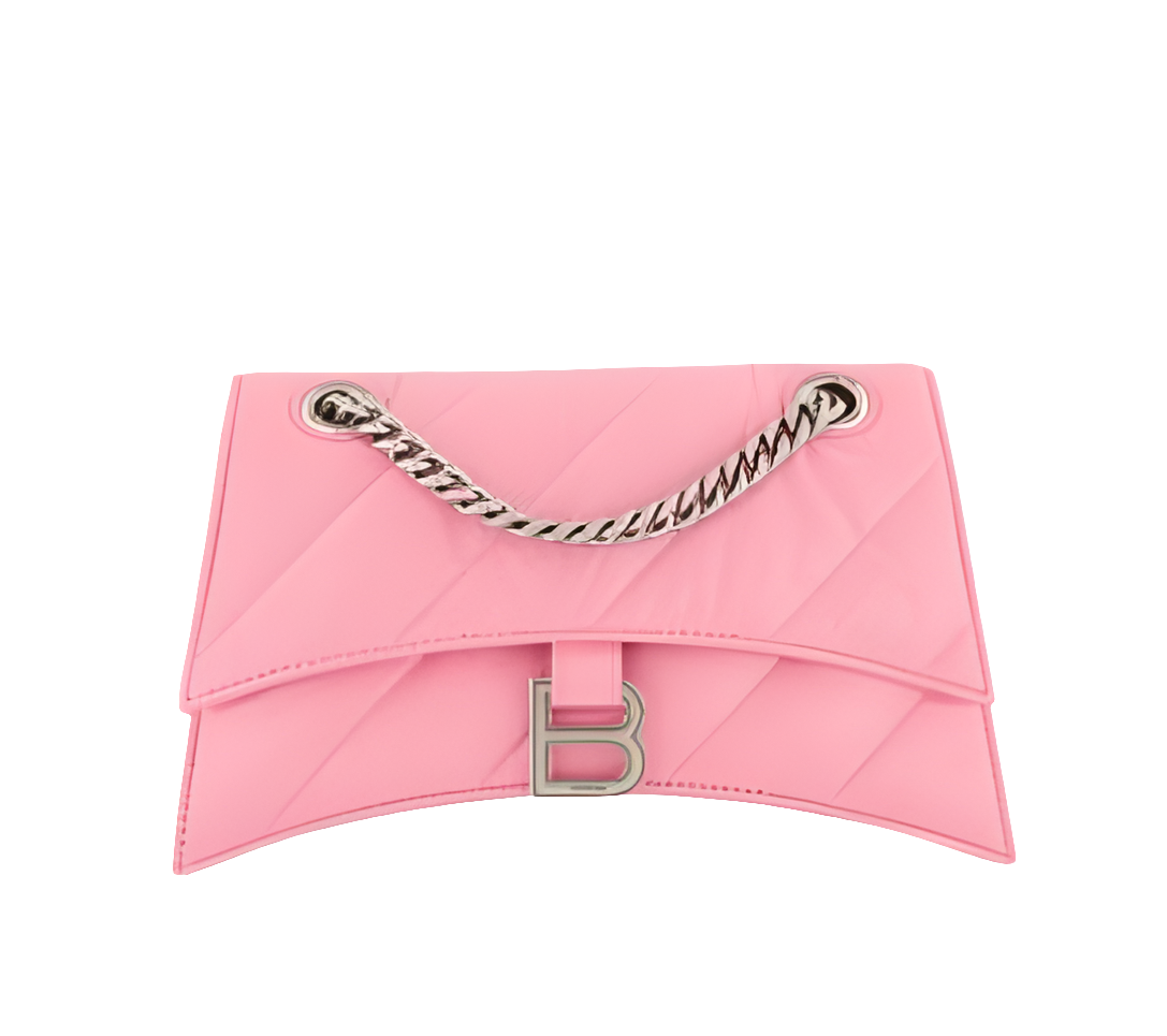 B@lenciaga Sac À Bandoulière Crush En Cuir Rose