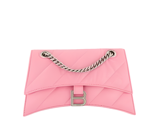 B@lenciaga Sac À Bandoulière Crush En Cuir Rose