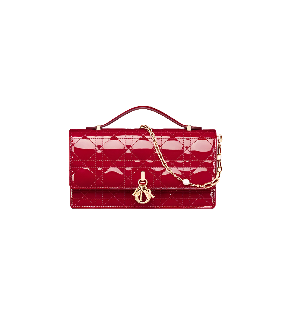 Mini sac My Diôr 
Cannage verni rouge cerise