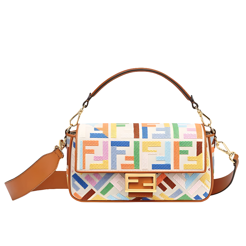 Fendi Medium Baguette Bag In FF Motif Canvas Multicolor