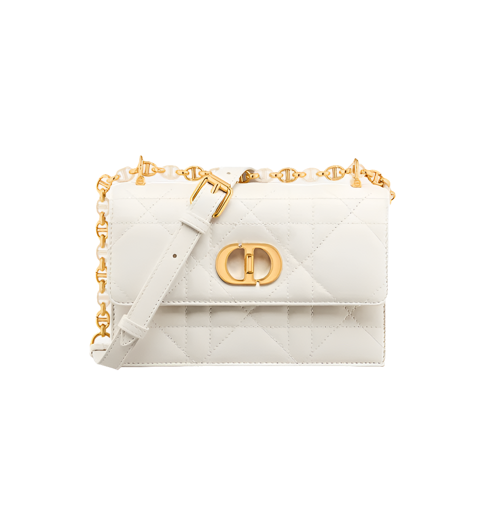 Diôr Mini sac Miss Caro d'agneau Macrocannage couleur latte