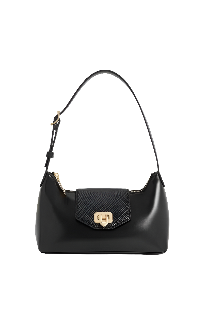 Arwen Belted Shoulder Bag - Black