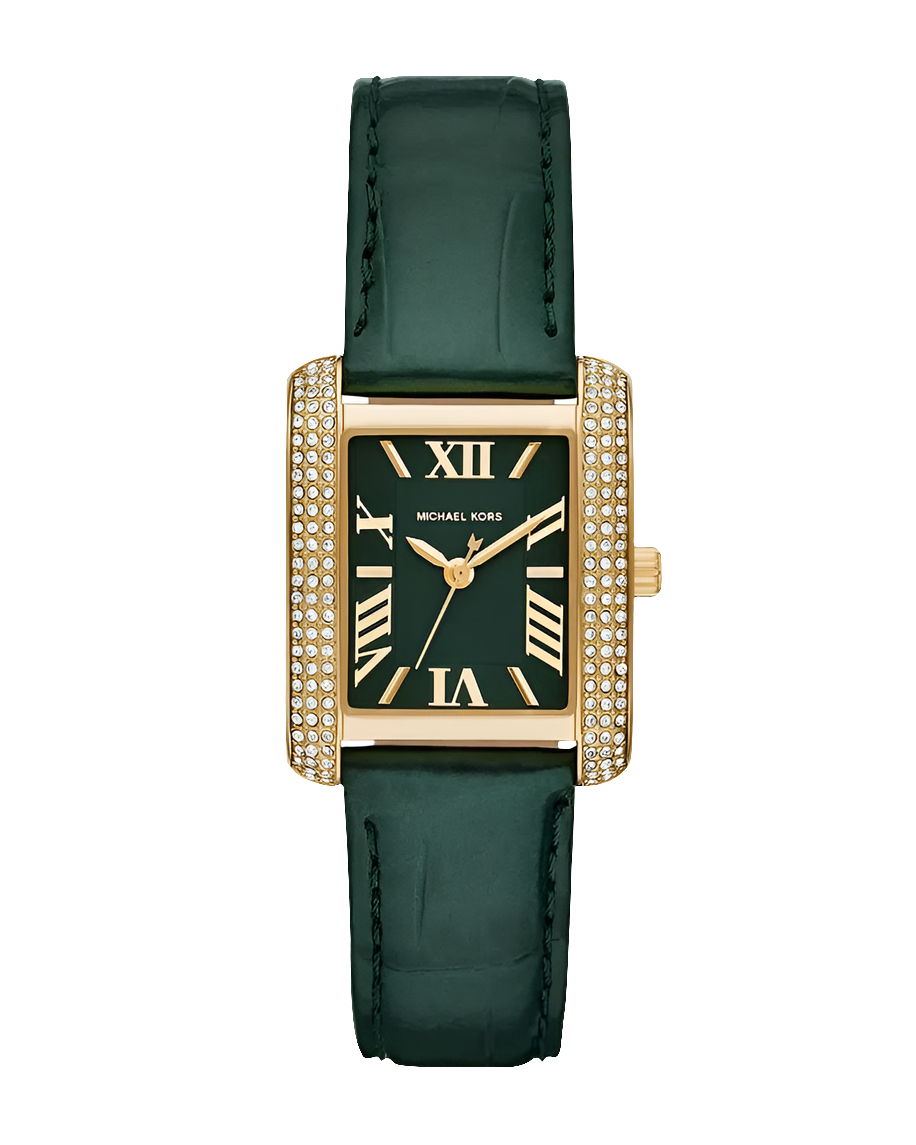 Montre Emery de Mich@el Kors à trois aiguilles en cuir façon croco, vert, MK4697