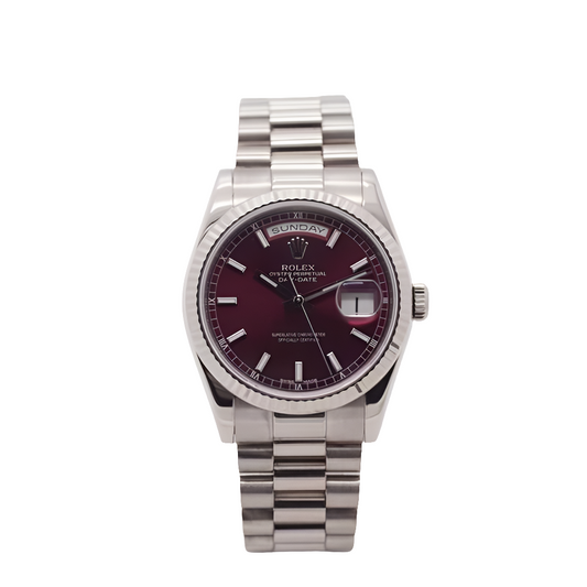 RLX Day-Date 36 Cherry Red Dial Platinum