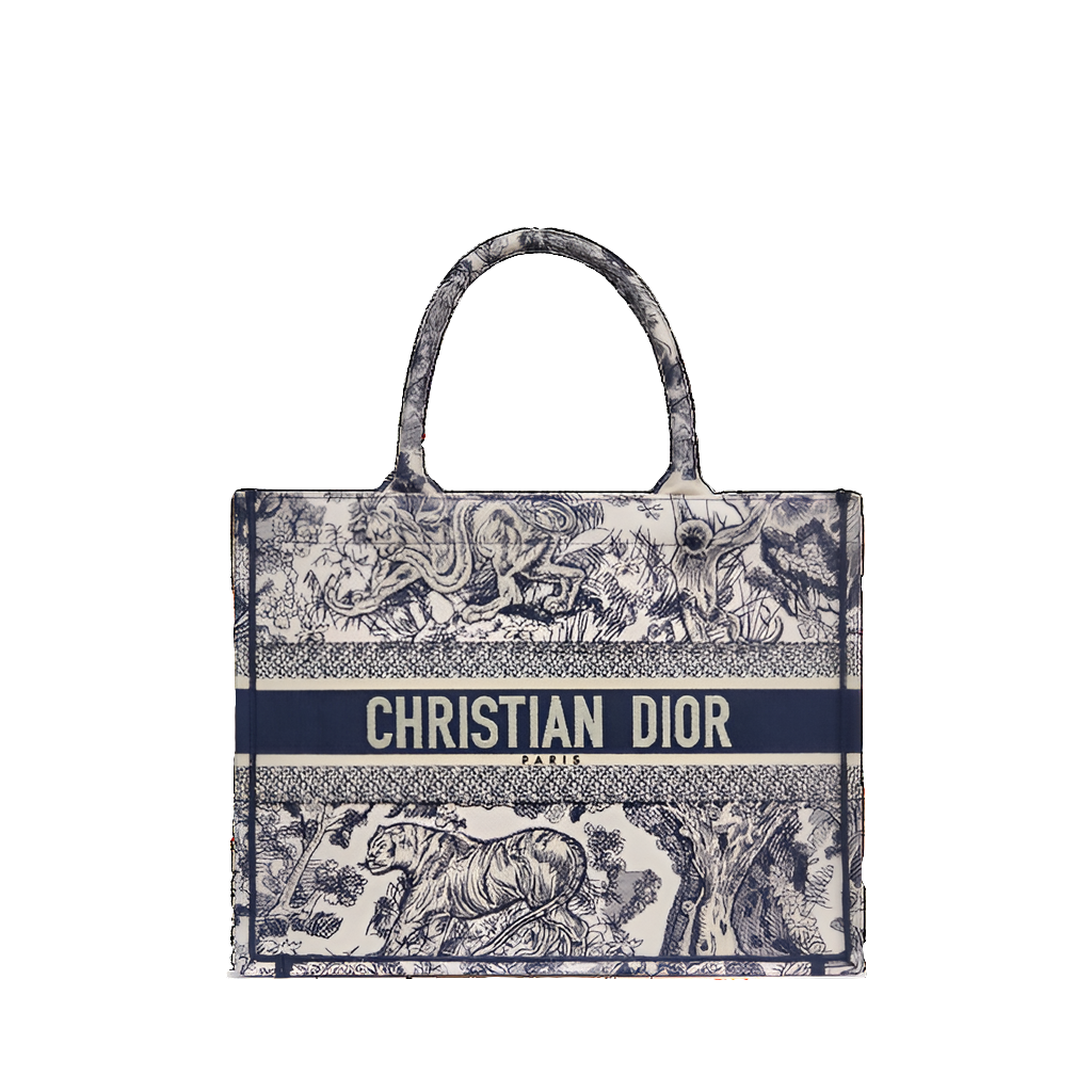 Sac Diôr Book Tote Medium
Broderie Toile de Jouy écrue et bleue