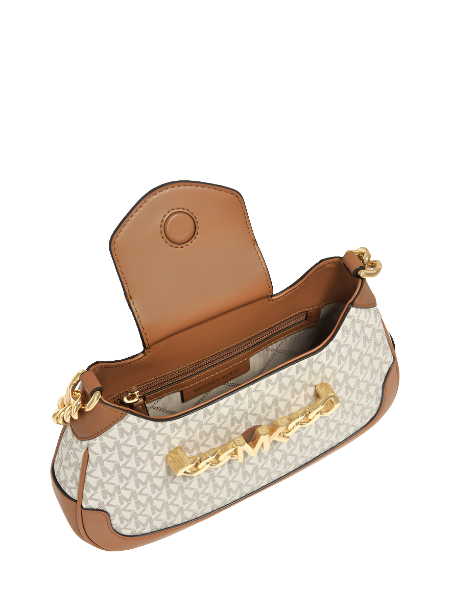 MK Petit sac à bandoulière avec logo signature Hally, Blanc/gland