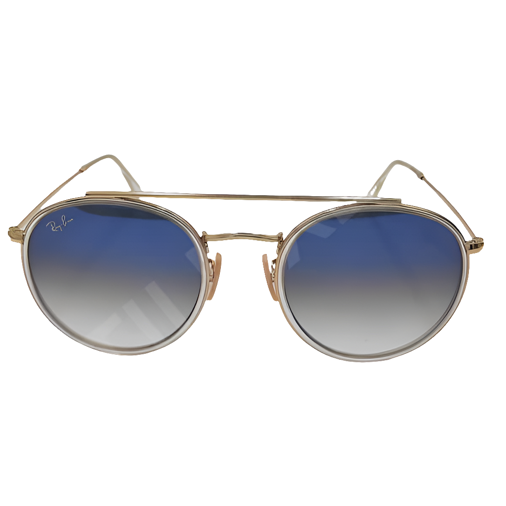 Solaires: RAYBAN RB-3647 round double bridge Gold/Bleu ciel dégradé femme et homme