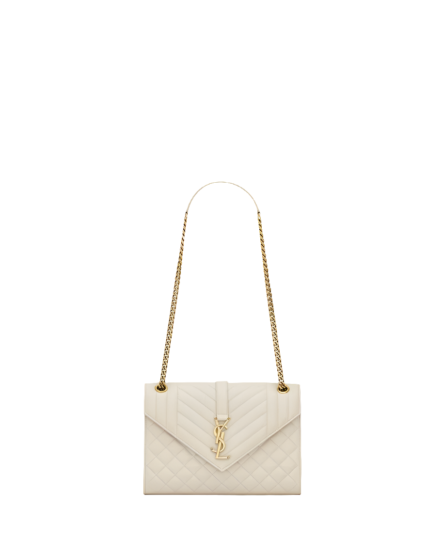 YSL ENVELOPE MEDIUM  d’agneau MATELASSÉ
BLANC VINTAGE