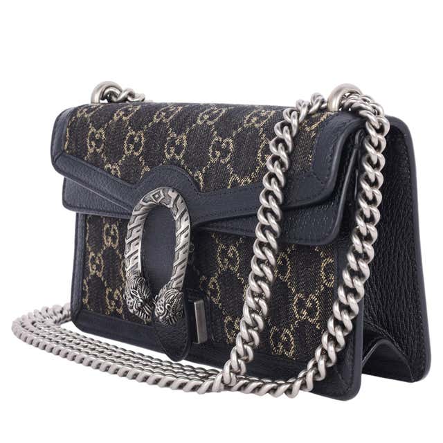 GG Jacquard Black Denim GG Monogram Sac à bandoulière Dionysus de veau texturé