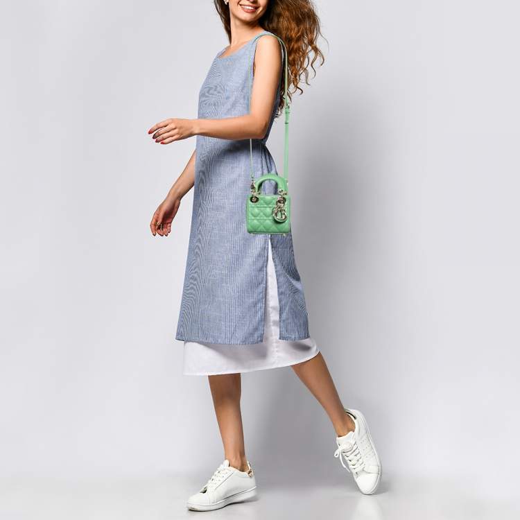 Di*r Green Cannage Micro Lady Dior Bag