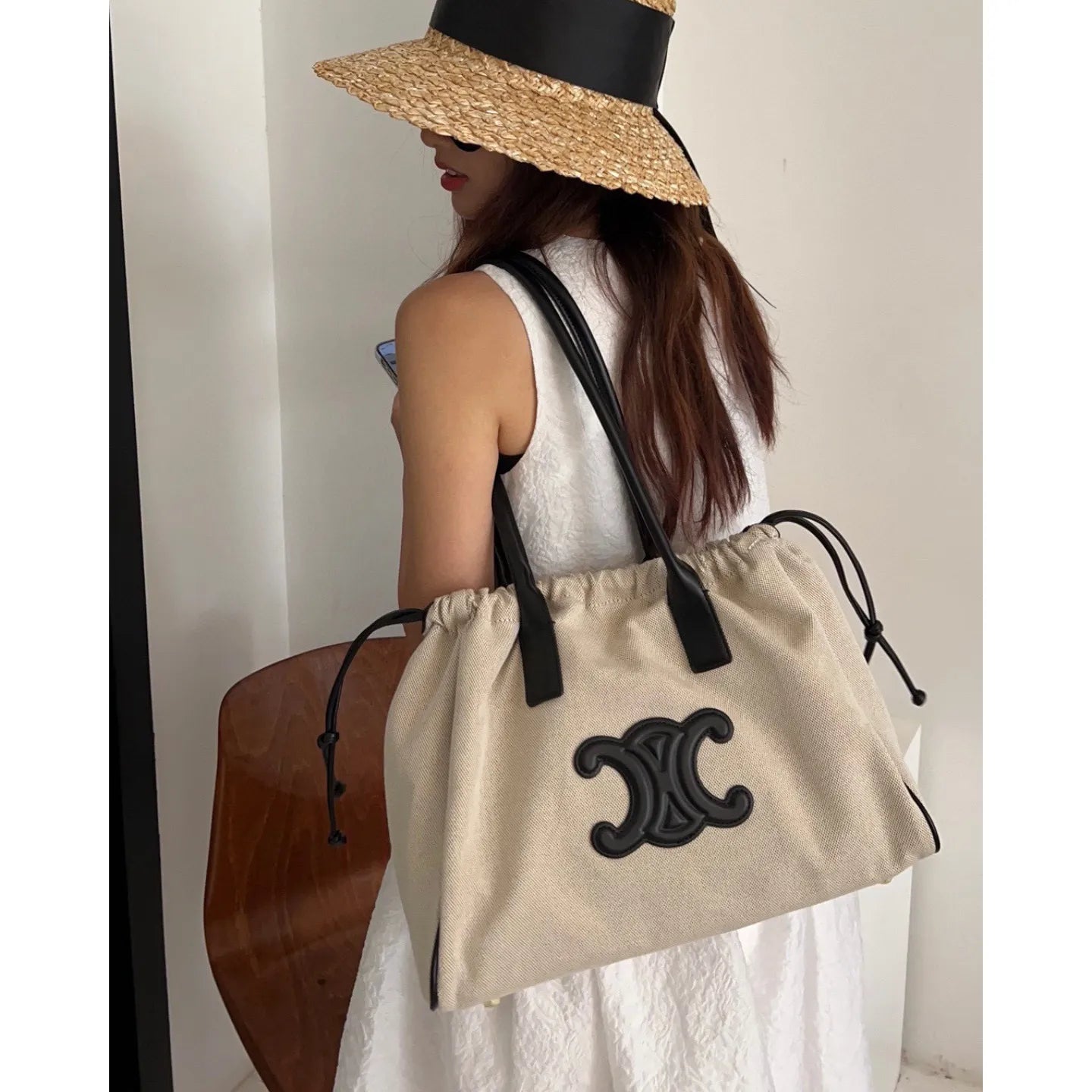 Cêlinë 2024Canvas Tote Bag for Women, Color Matching Commuter Shoulder Bag