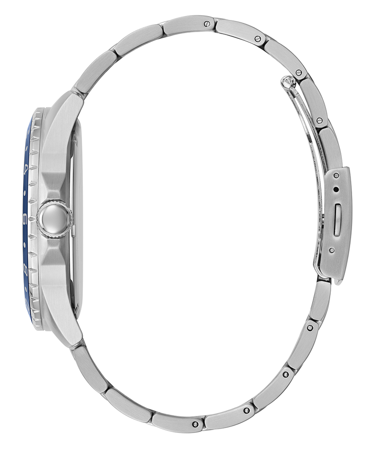 GÛESS Mens Silver Tone Day/Date Watch