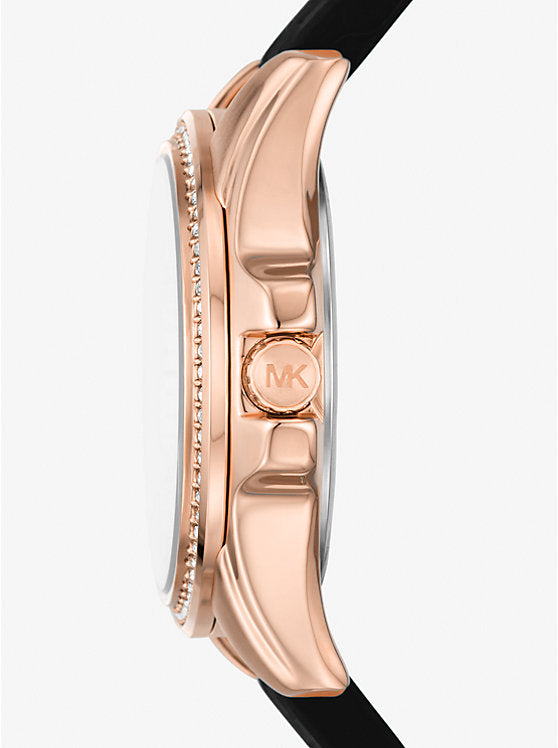 MK Outlet
Montre Pilot miniature de ton or rose en silicone à pavé et à logo