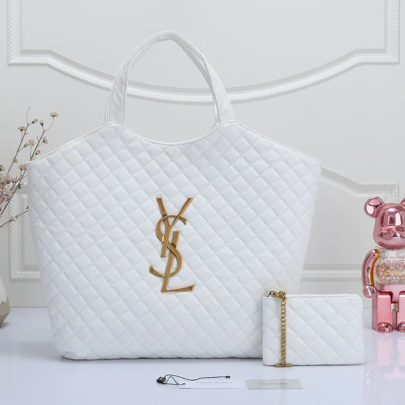 YSL iCare Quilted Tote Bag White