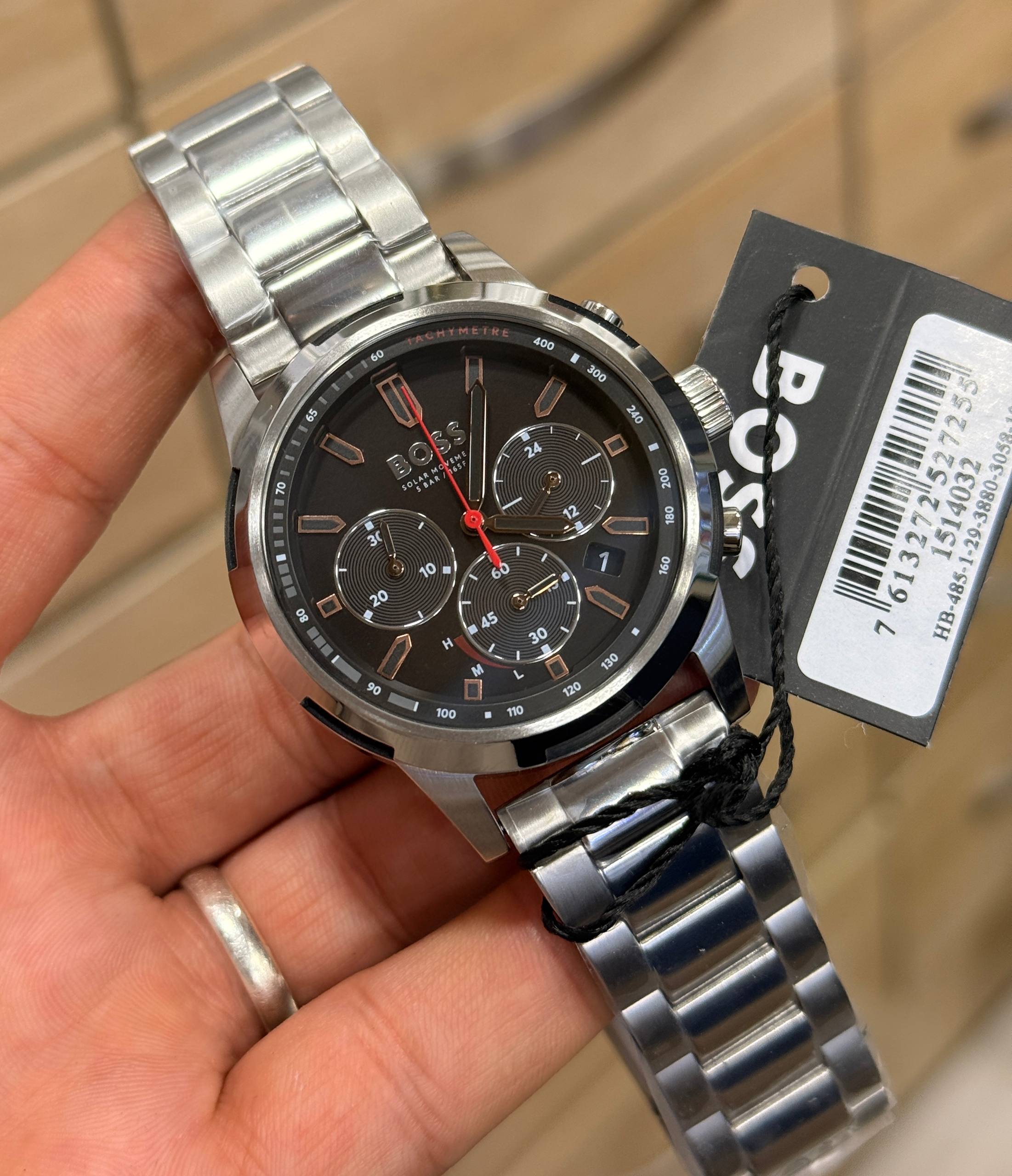 Montre Hugo Boss 1514032 Solgrade en Acier Inoxydable et Cadran Noir