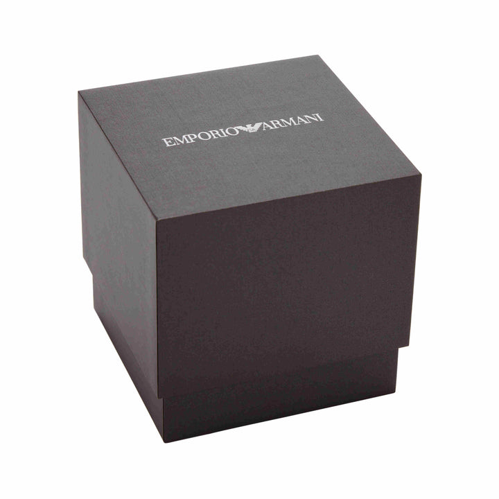 Emporio Armani Montre à deux aiguilles en cuir noir