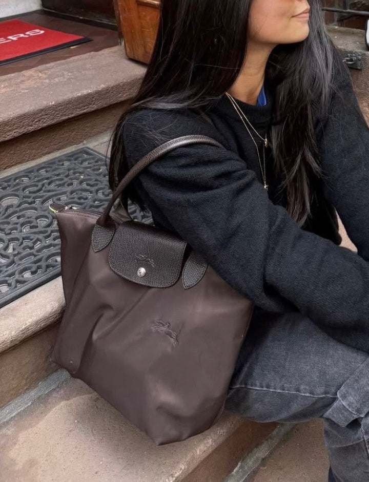 Longchamp Sac cabas Le Pliage Green taille M en toile recyclée