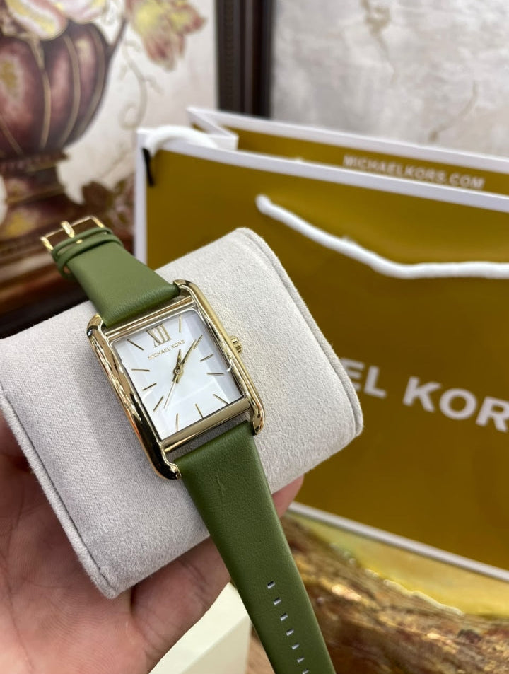 Montre Michael Kors Monroe à trois aiguilles et bracelet en cuir vert