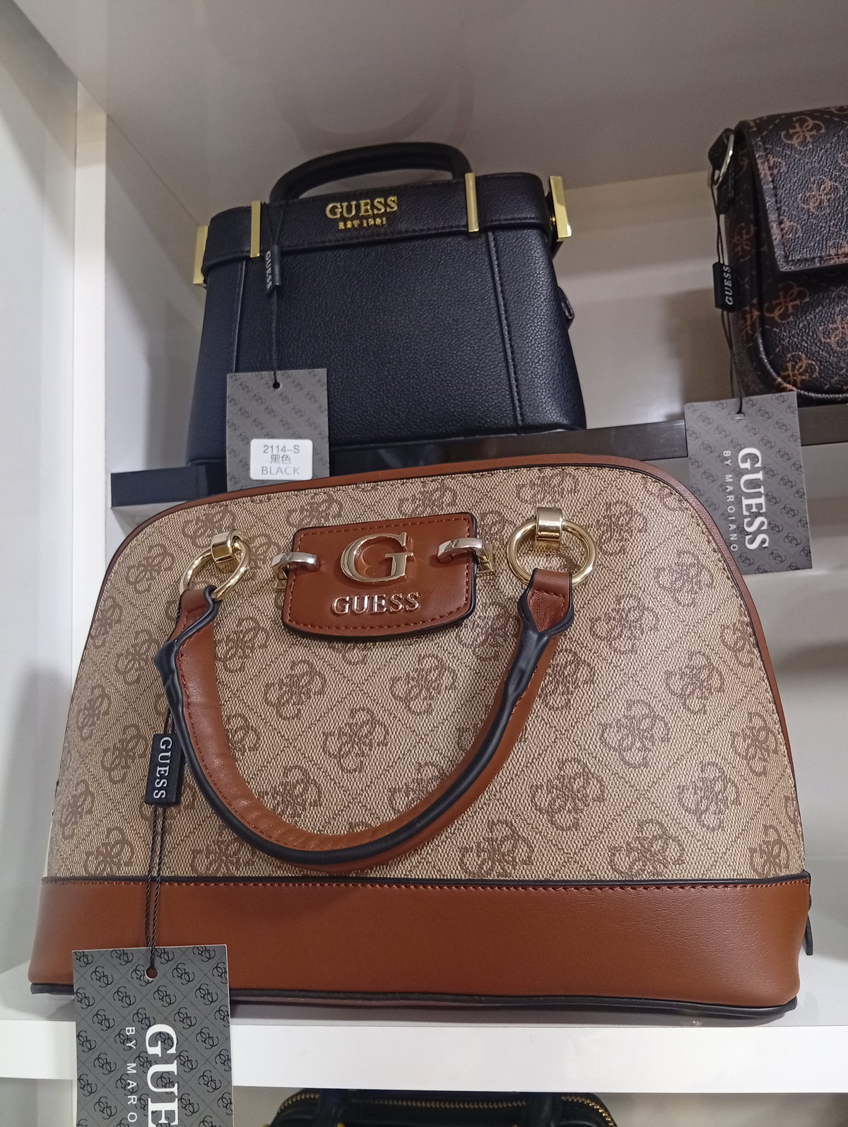 Guess Sacoche Neda Dome à logo marron