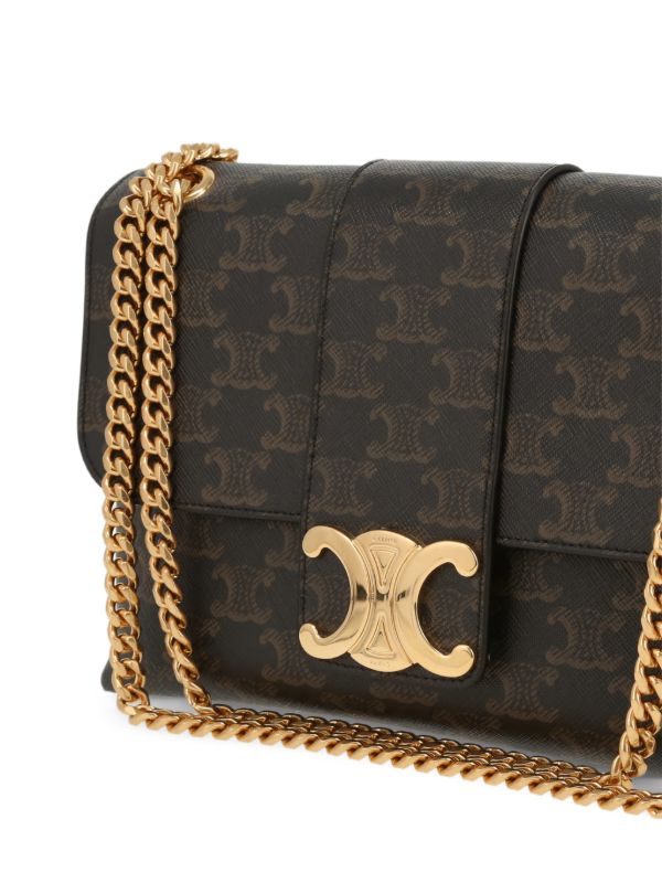 Sac bandoulière Celine Victoire Teen en toile Triomphe marron en cuir