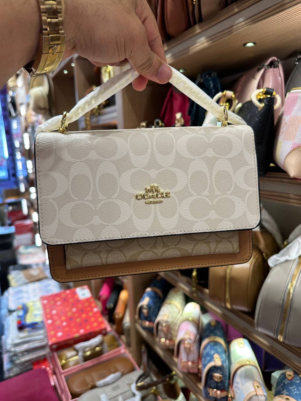 Co@ch Sac à Bandoulière Klare En Toile Signature Bloquée