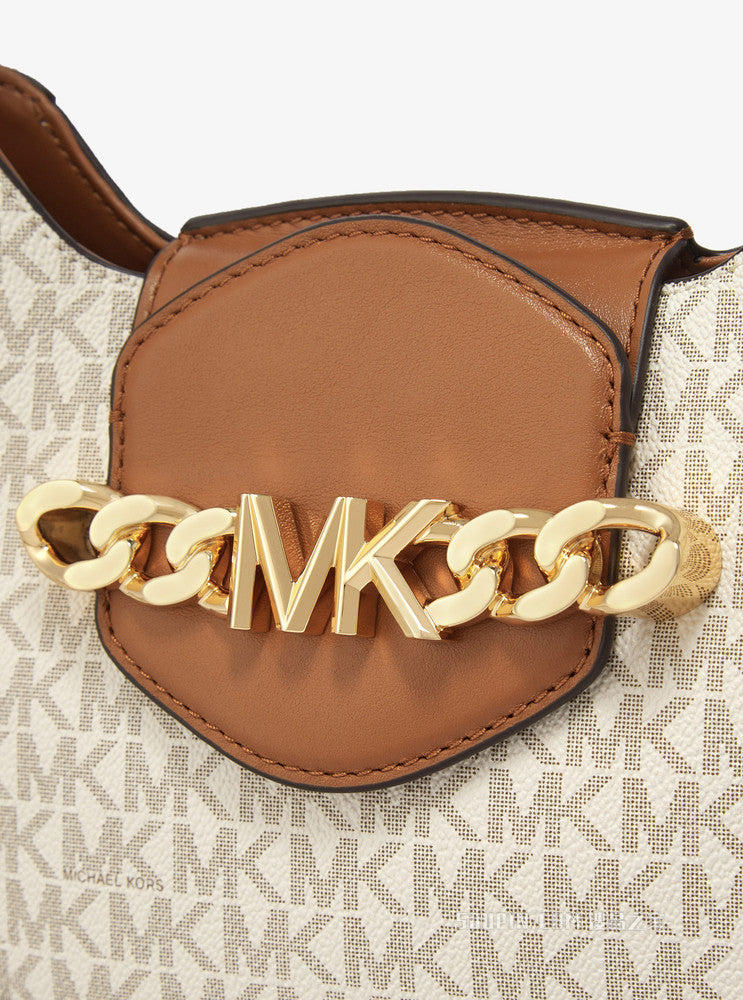 MK Petit sac à bandoulière avec logo signature Hally, Blanc/gland