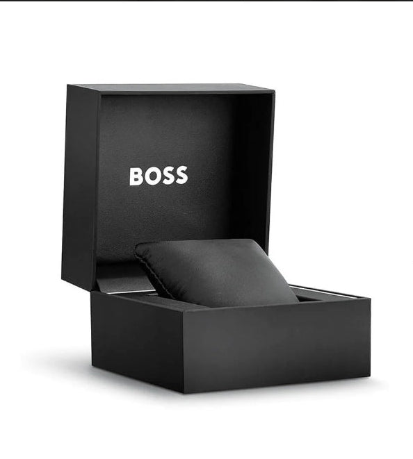 Montre Boss SKYTRAVELLER Montre chronographe à cadran noir et bracelet en cuir marron