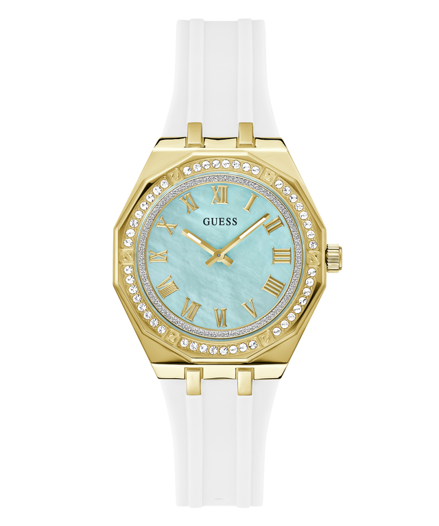 Montre analogique GUESS pour femme, couleur or blanc