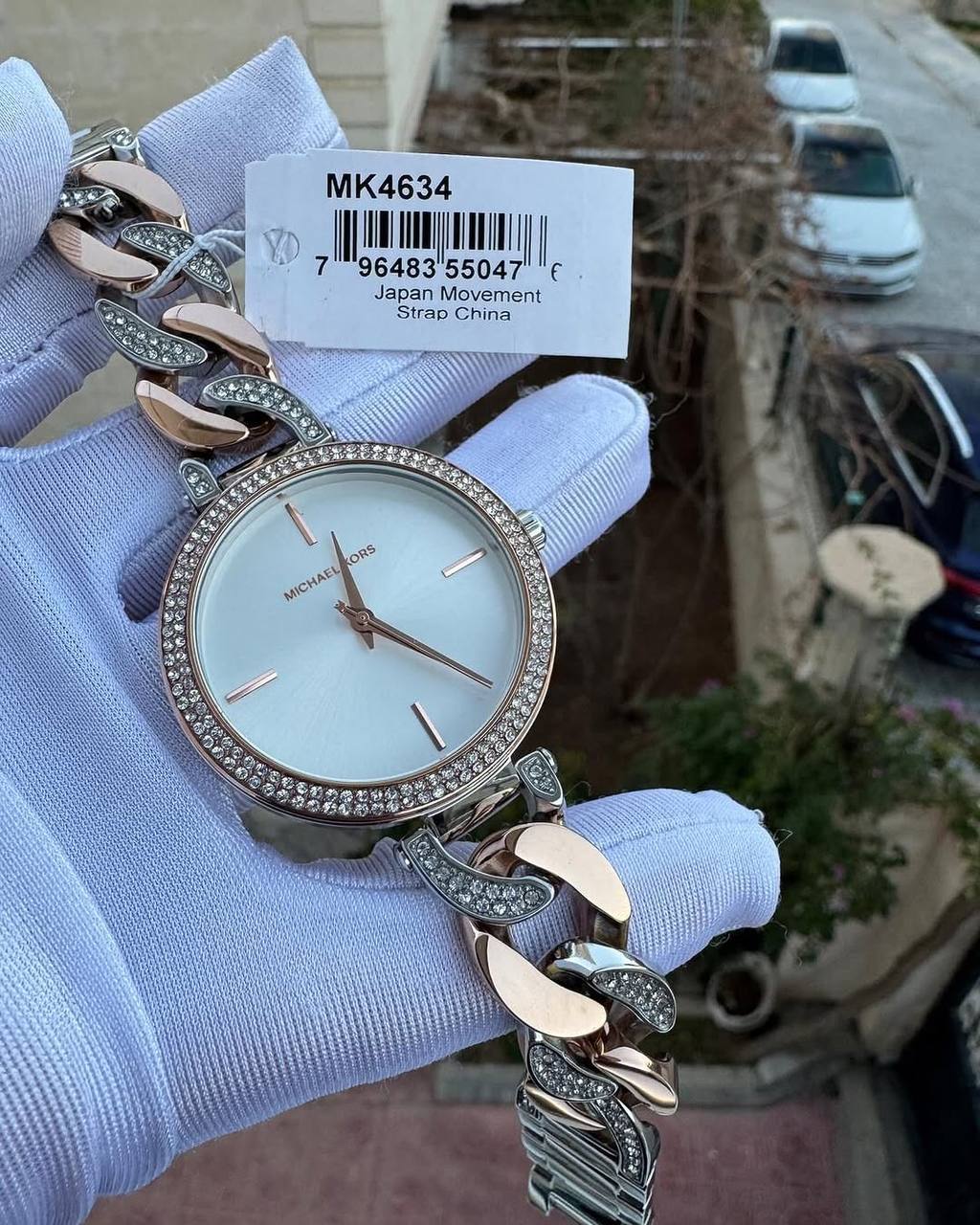 MK Catelyn Quartz Silver Dial Two Tone Steel Strap Watch MK4634 New