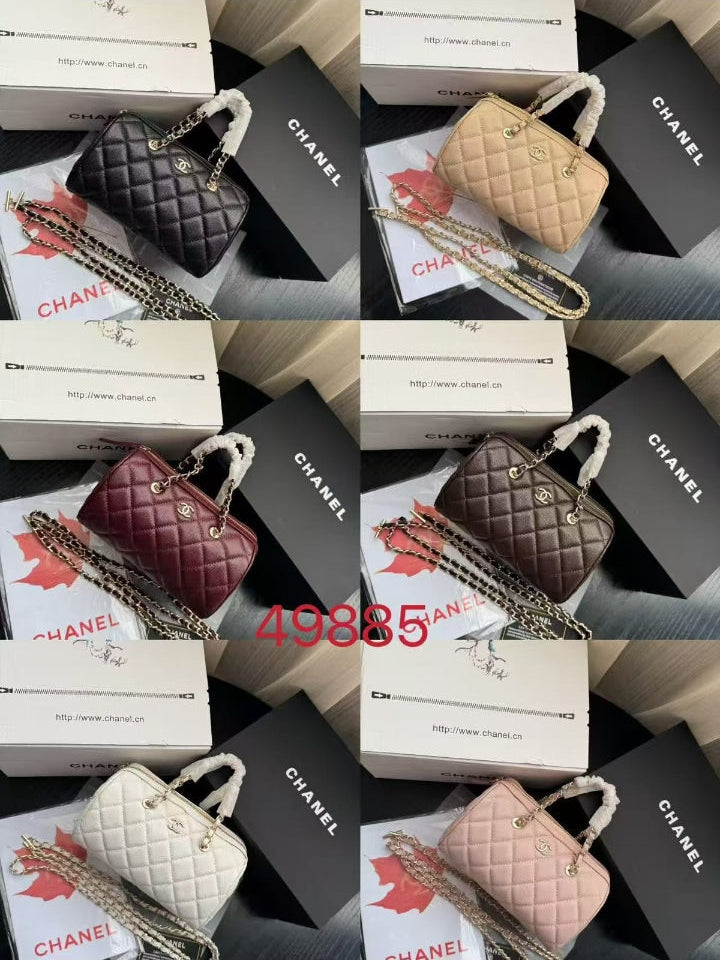 Sac Chanel Mini Bowling caviar beige – Bijouterie dorée