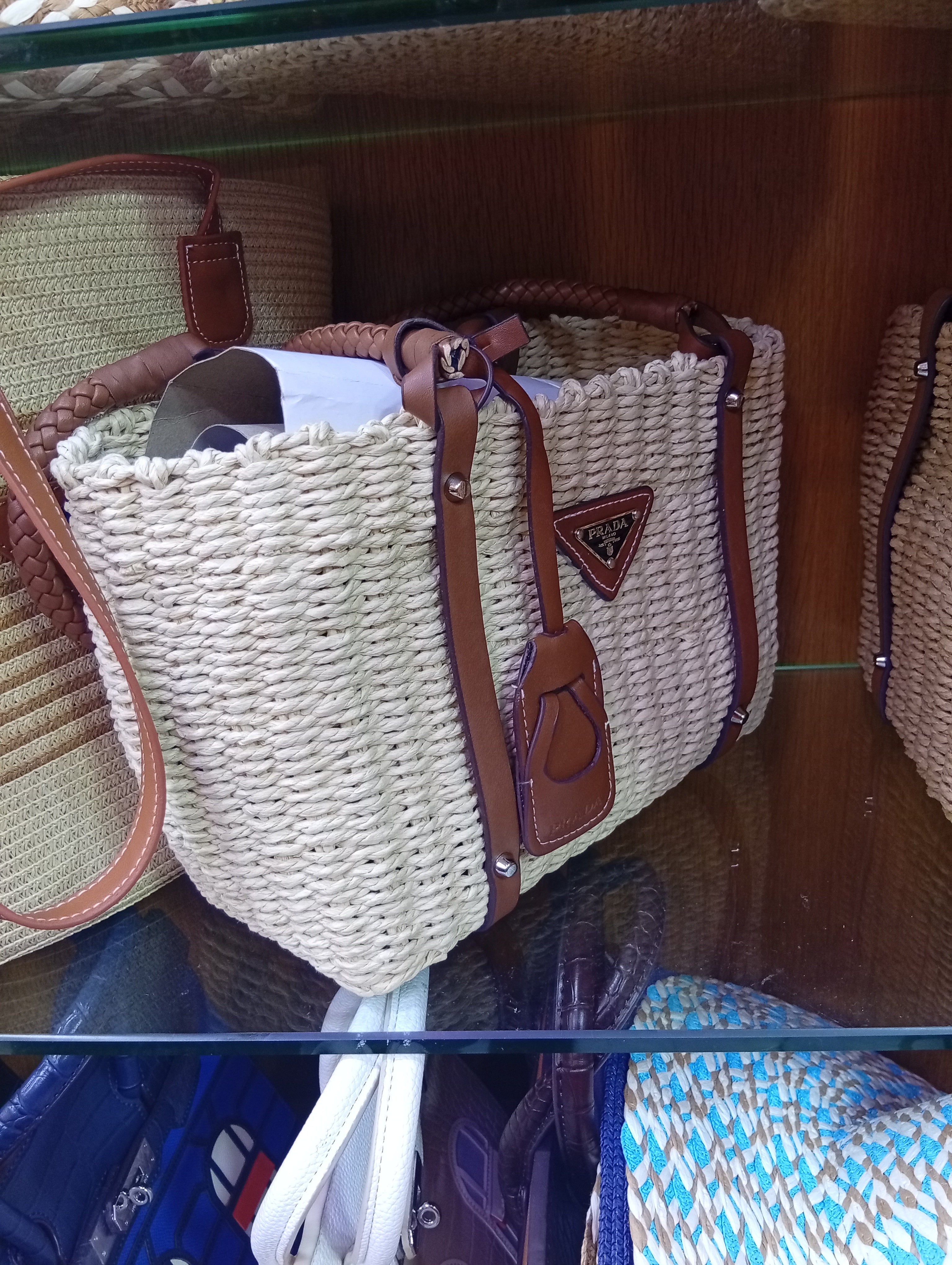 Pr@da
Pr@da Two Tone Woven Tote Bag
