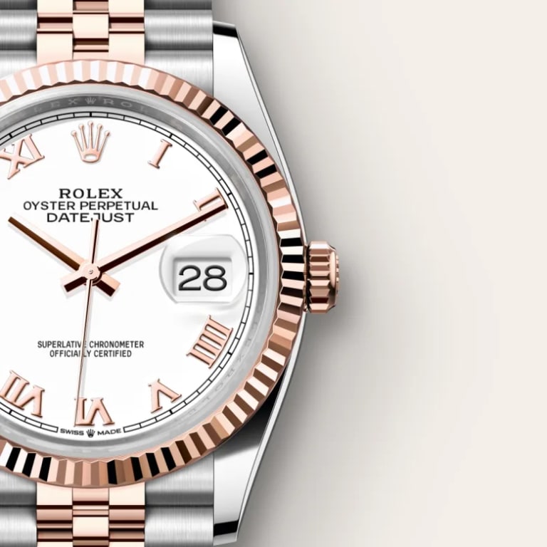 Montre Rolex Datejust 
Oyster, 36 mm, acier Oystersteel et or Everose