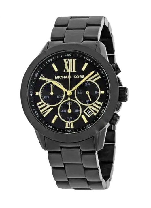 Montre chronographe Michael Kors Brecken avec cadran noir et bracelet en acier noir pour femme - MK6302