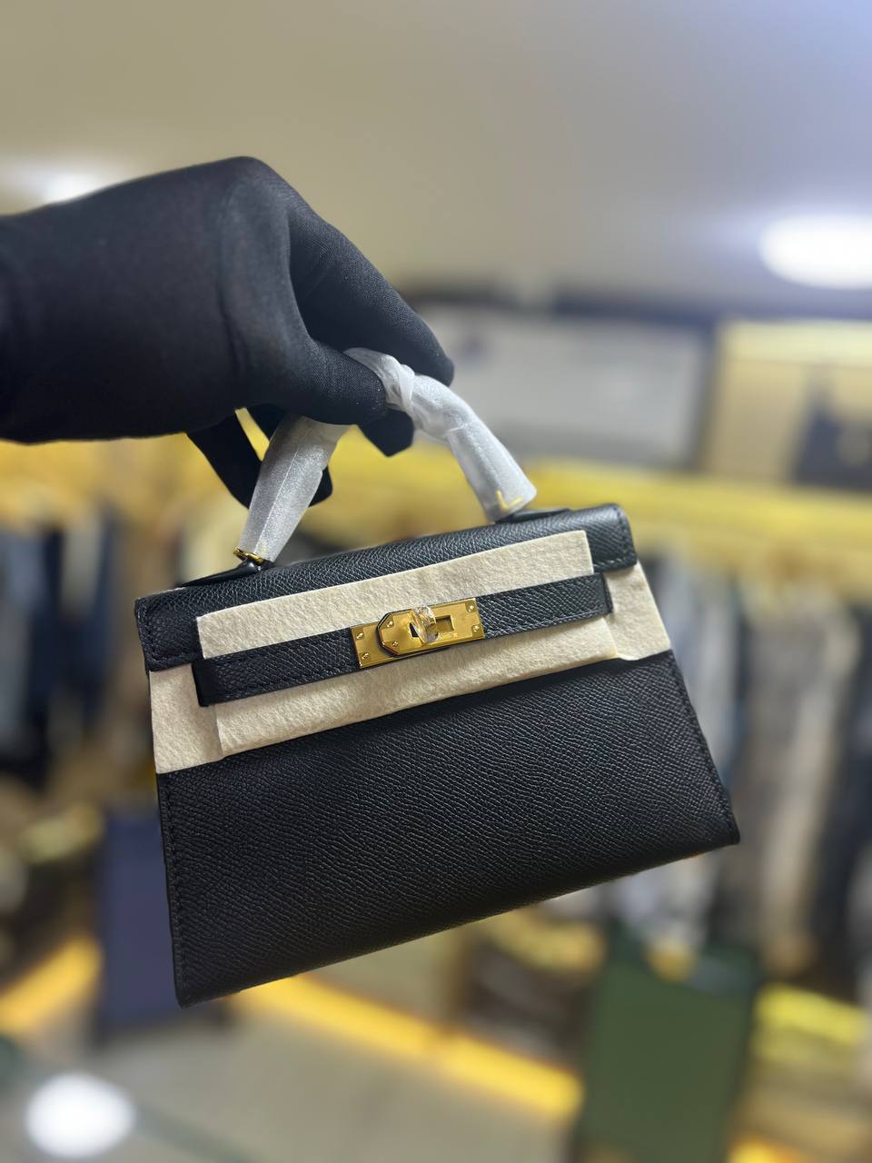 Hermès Kelly Mini Epsom Sellier Noir Or