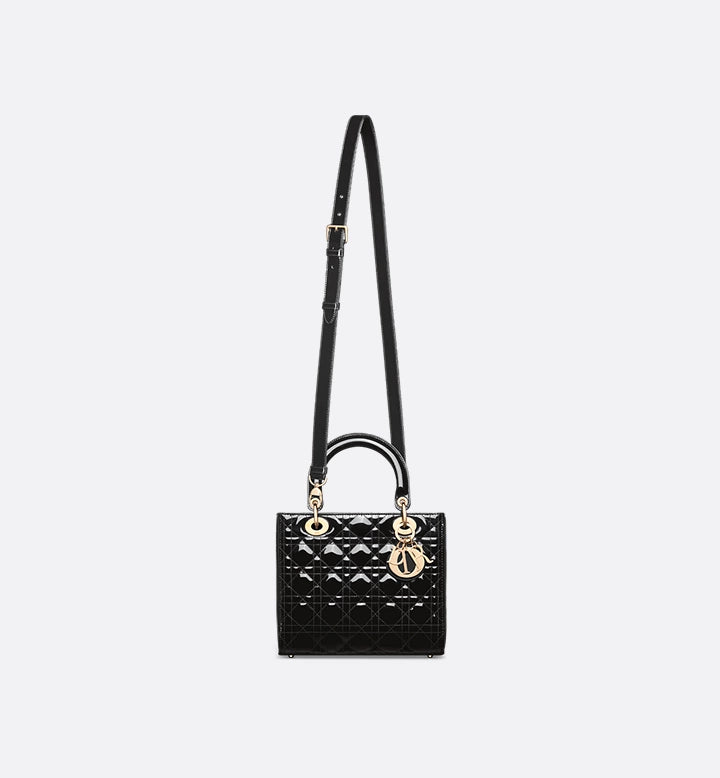 Sac Ladÿ Diôr Medium
de veau Cannage verni noir
