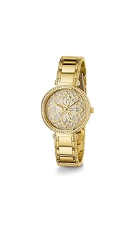 Gûess US Montre analogique pour femme Motif floral Doré