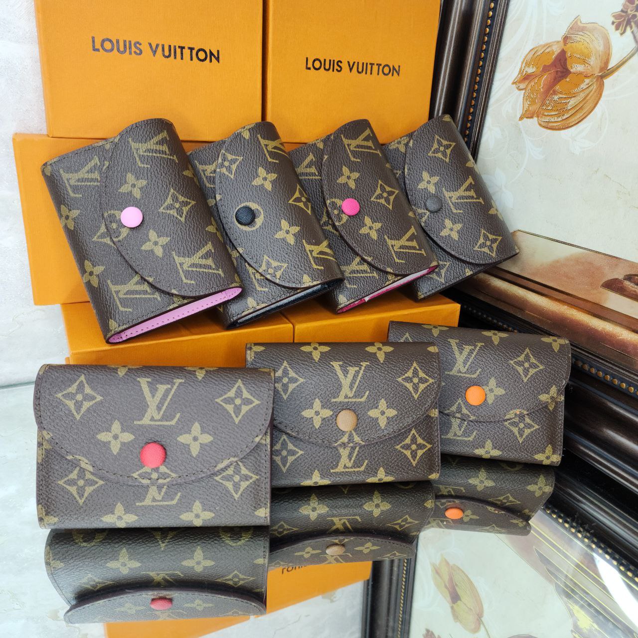 LV - Porte-monnaie Rosalie Monogram Marron/Rose Ballerine