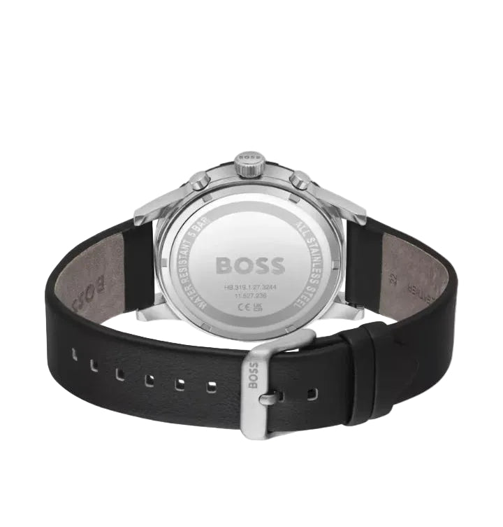 Montre Hugo Boss 1514031 Solgrade en Acier Poli et Cuir Noir