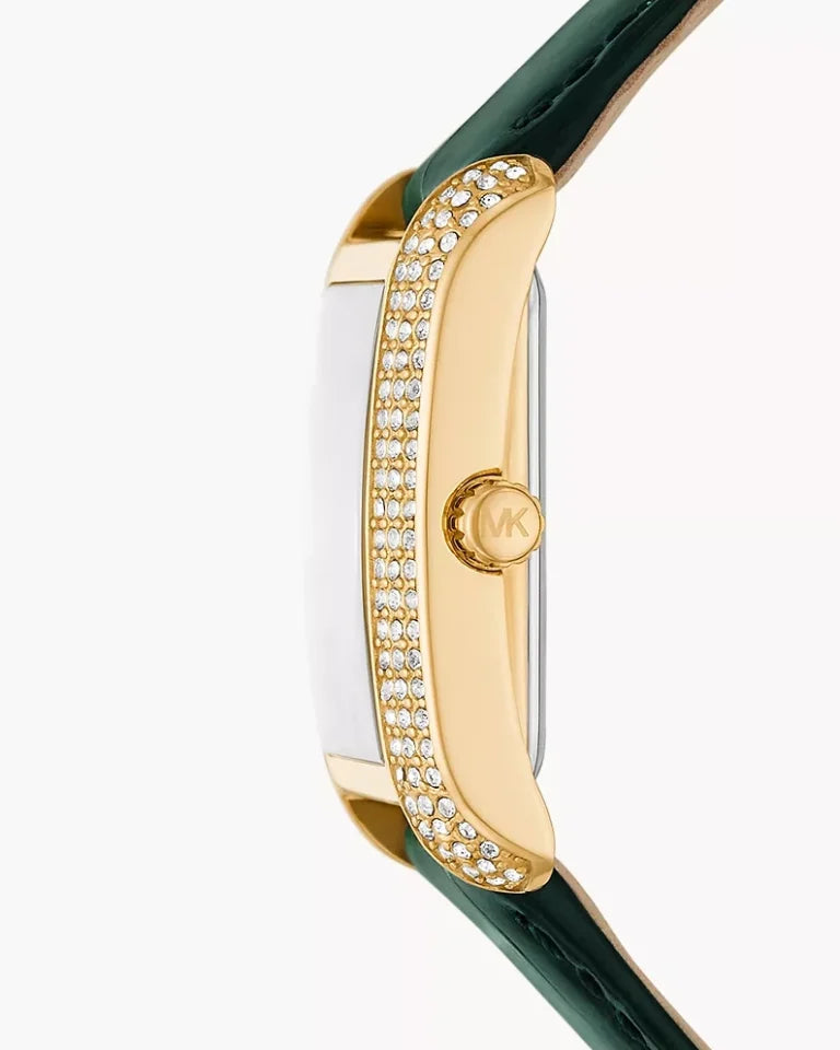 Montre Emery de Mich@el Kors à trois aiguilles en cuir façon croco, vert, MK4697
