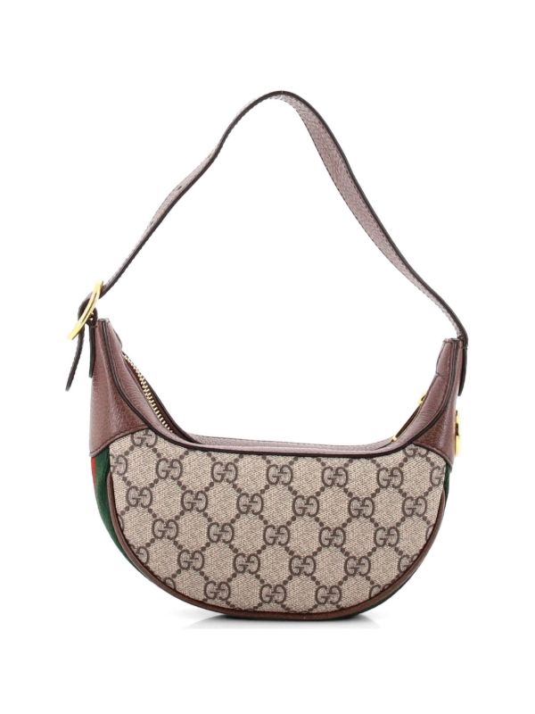 GG Sac Ophidia demi-lune en toile enduite GG, mini sac hobo