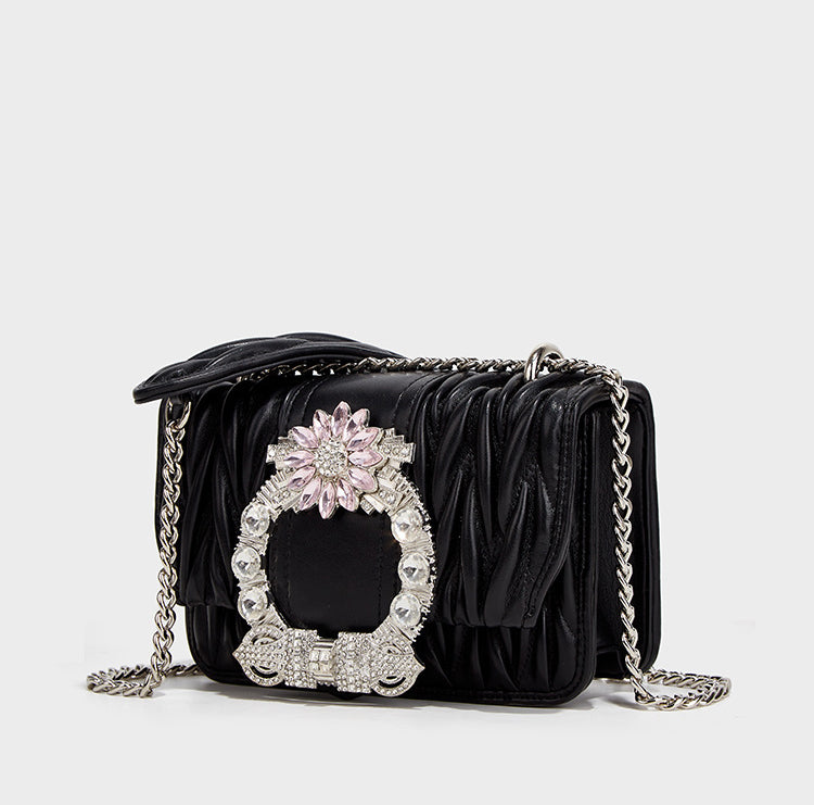 Petits sacs croisés véritable avec perles en forme de cercle pour femmes